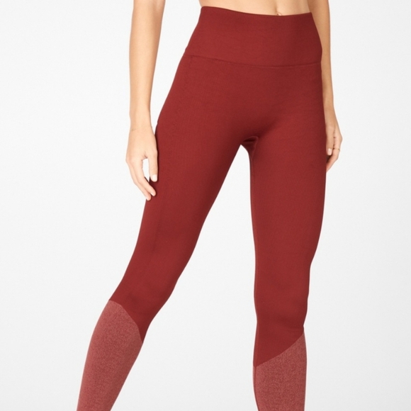 Fabletics High-Waisted Seamless Static Legging Size XS Umbria Red/pink Buff Nwot - Picture 1 of 10